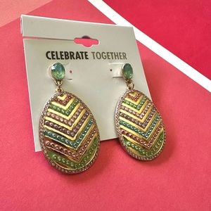 Beautiful rose gold tone pastel colored Egg shaped earrings   NEW